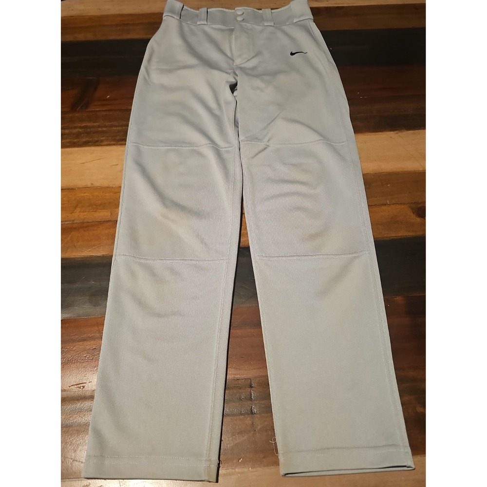 Nike Dri-FIT Baseball Pants Youth Large Gray Straight Leg Double Knee 0004